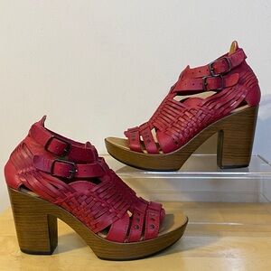 Artesanías Camila Mexican Hand Made Crafts Woven Women's Heels Sandals Size 8